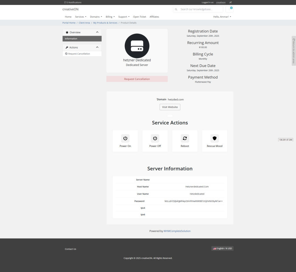 Hetzner Dedicated Client Side features