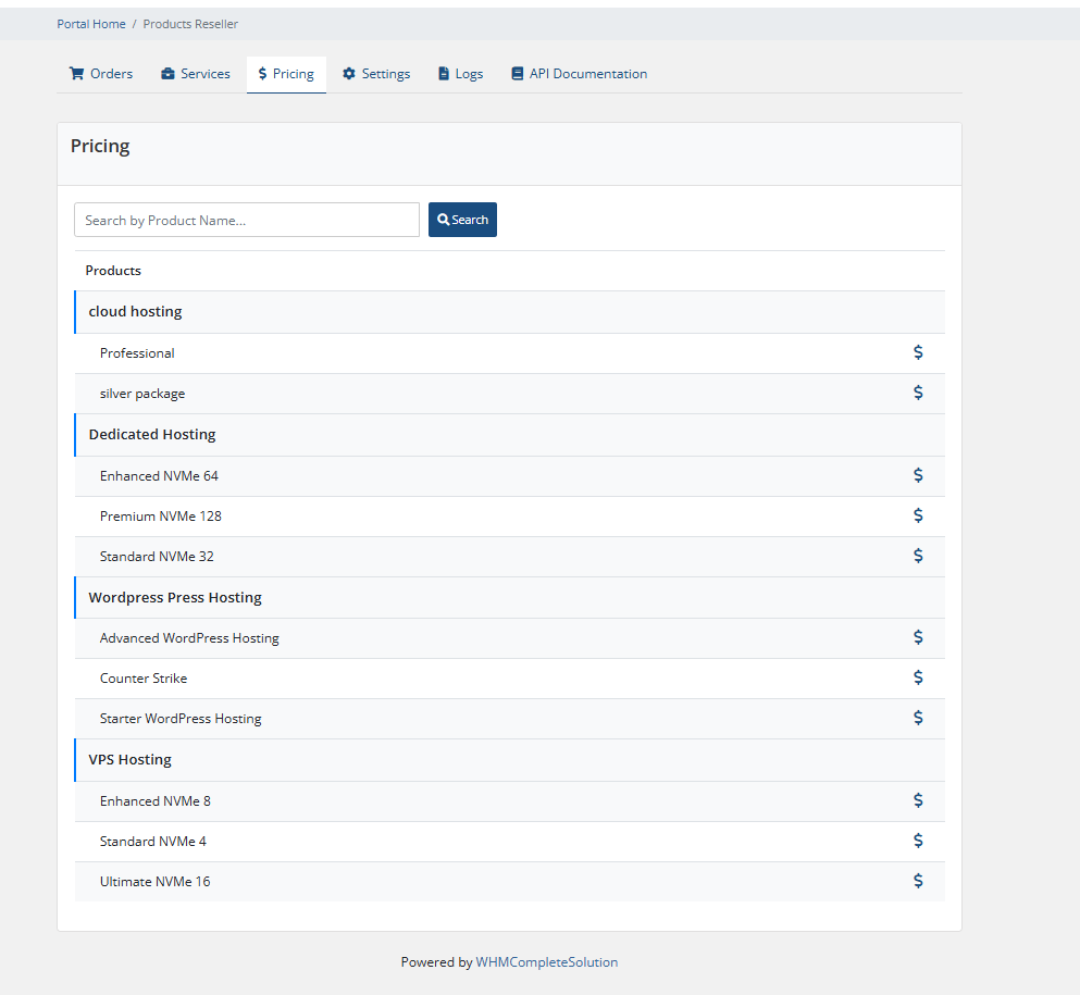 Product Reseller Product Pricing