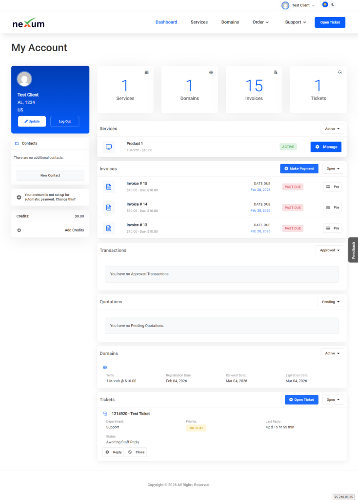 Blesta theme client area