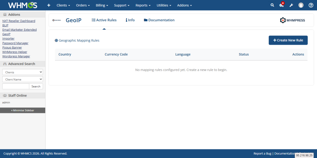 GEO IP Module Dashboard