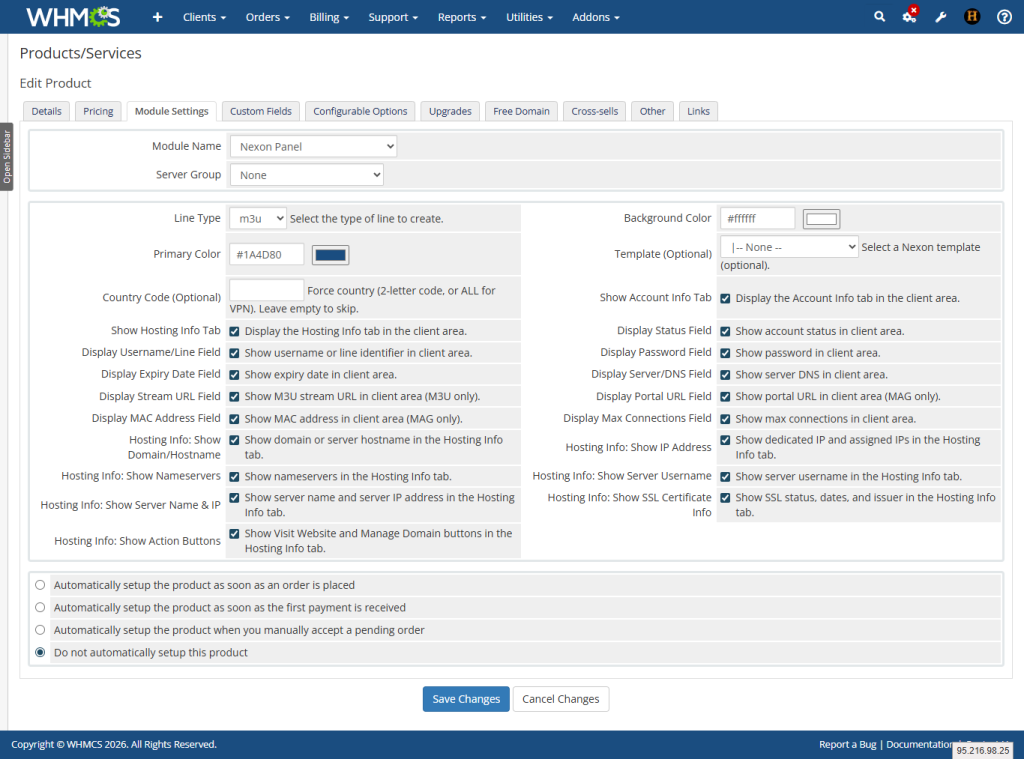 Nexon module setting