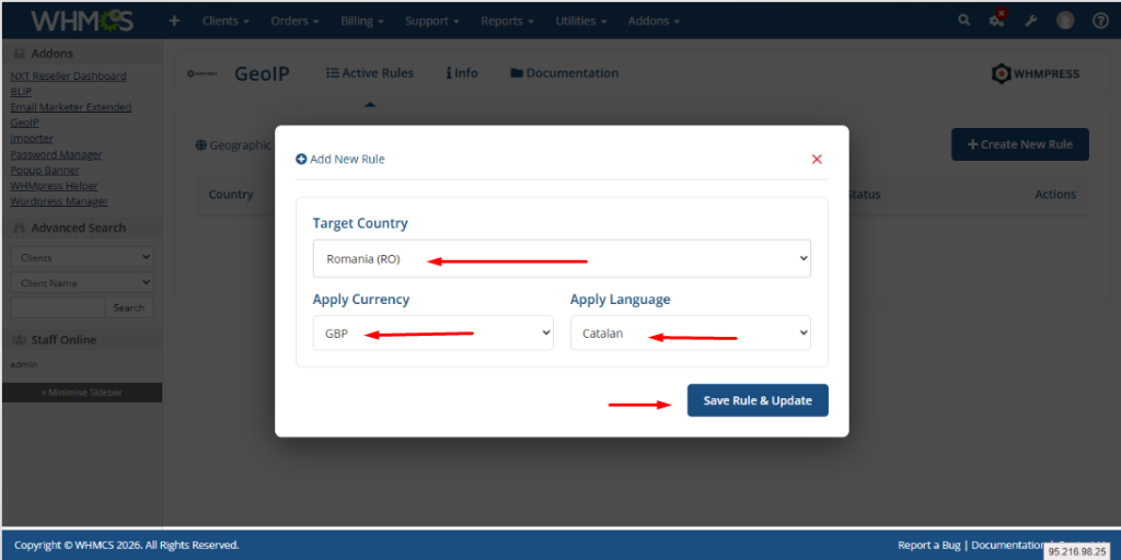 geo ip module apply setting