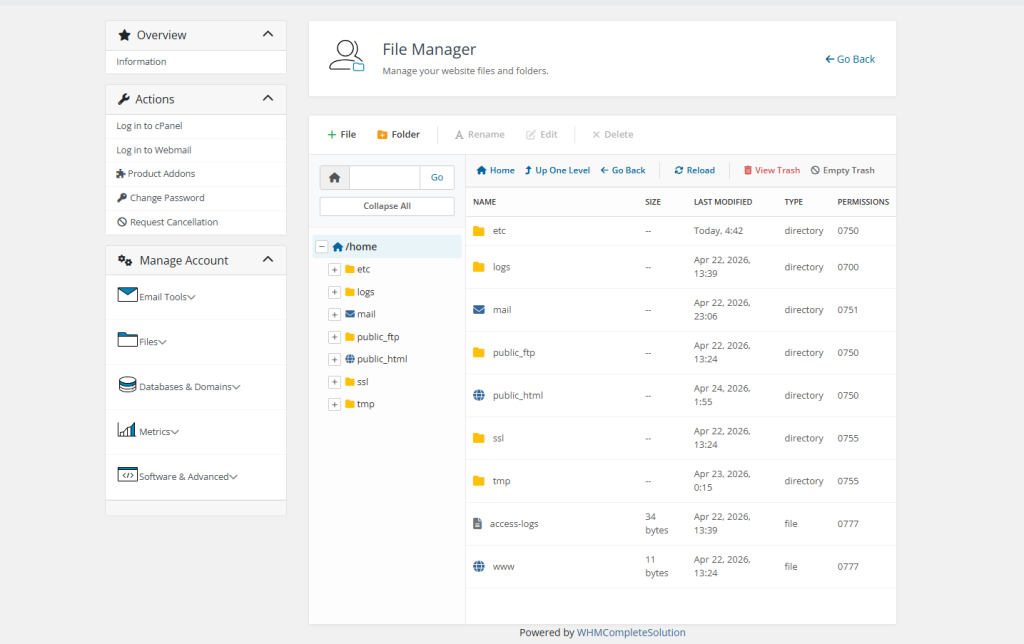 Cpanel Extended Cpanel FIle manager option