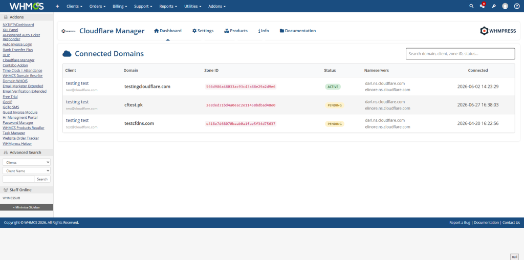 Cloudflare DNS Module Dashboard