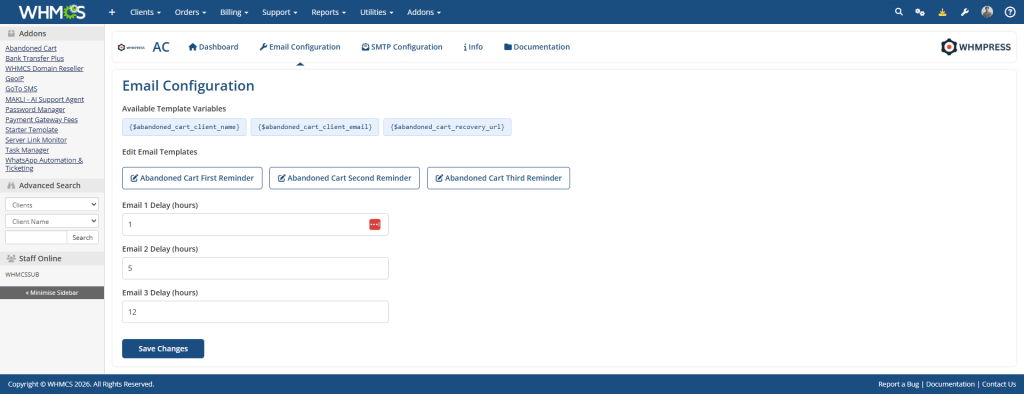 Abonded_Cart Email Configuration