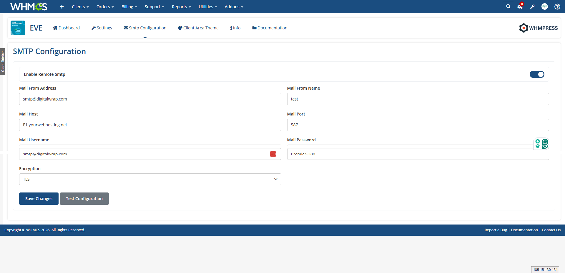 Email-verefication SMTP COnfigurations